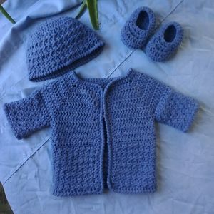 Crocheted Newborn Sweater Set